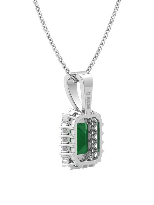 Rhodium-Plated CZ-Studded Pendant With Chain - Inddus Jewelry