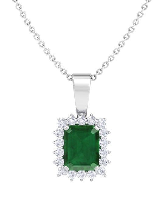 Rhodium-Plated CZ-Studded Pendant With Chain - Inddus Jewelry