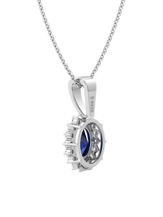 Rhodium-Plated CZ-Studded Pendant With Chain - Inddus Jewelry