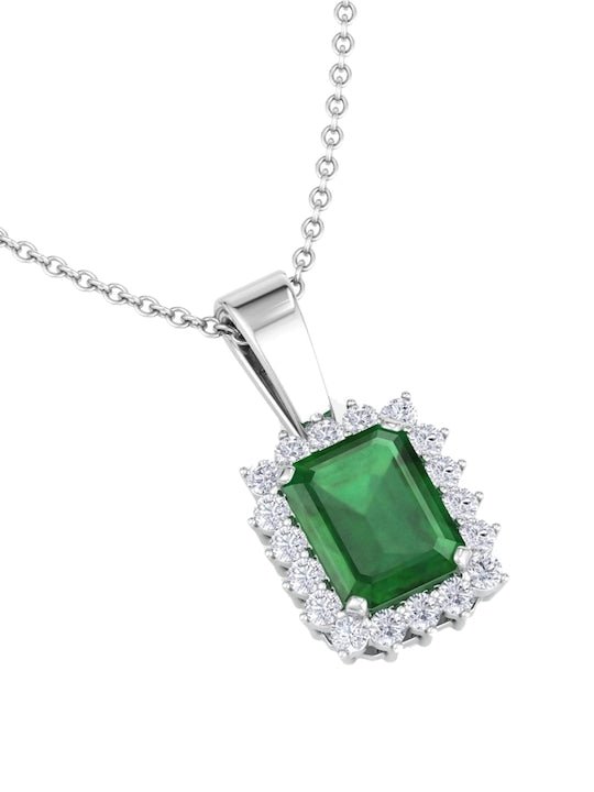 Rhodium-Plated CZ-Studded Pendant With Chain - Inddus Jewelry