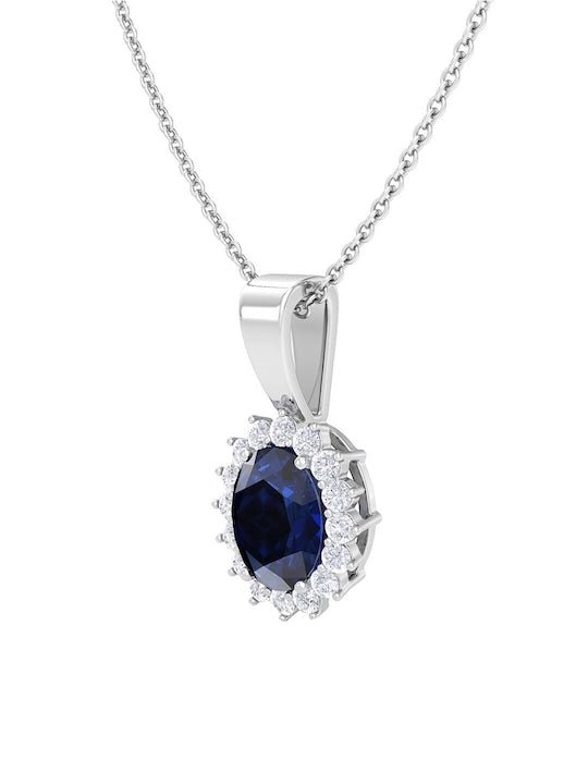 Rhodium-Plated CZ-Studded Pendant With Chain - Inddus Jewelry