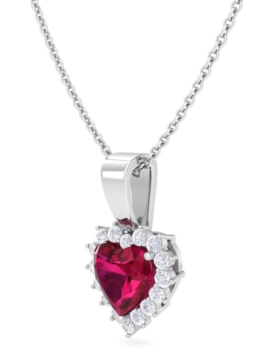 Rhodium-Plated CZ-Studded Pendant With Chain - Inddus Jewelry