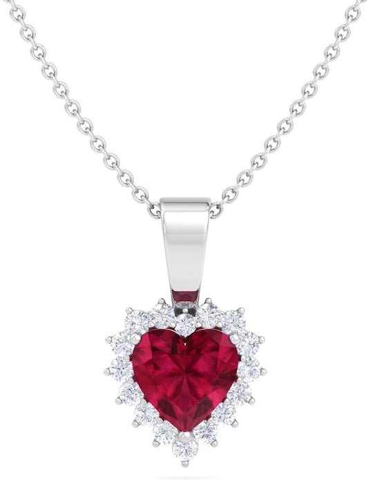 Rhodium-Plated CZ-Studded Pendant With Chain - Inddus Jewelry