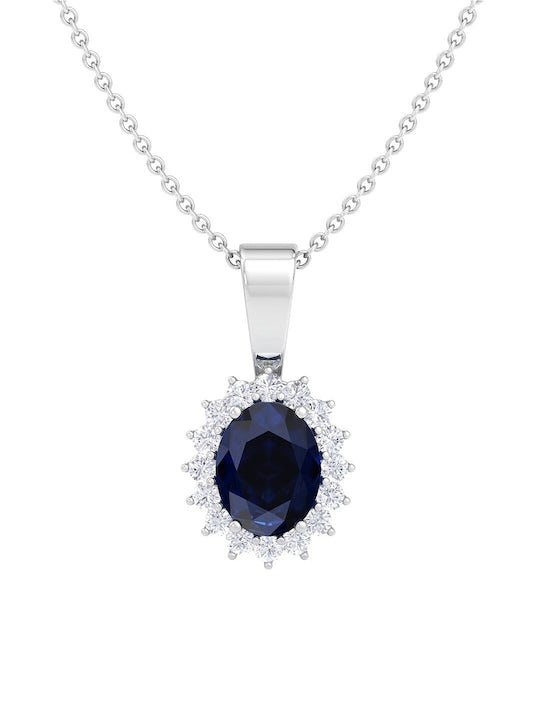 Rhodium-Plated CZ-Studded Pendant With Chain - Inddus Jewelry