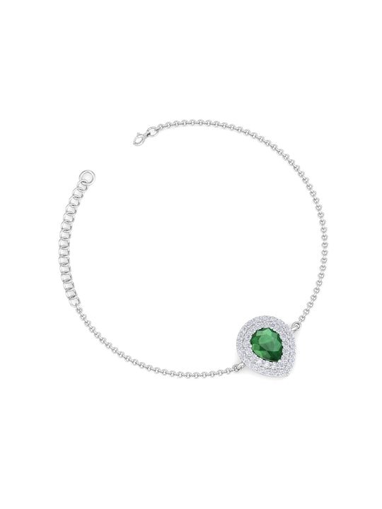 Rhodium-Plated CZ-Studded Teardrop shaped Adjustable Link Bracelet - Inddus Jewelry