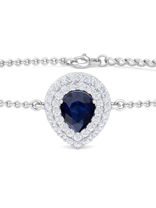 Rhodium-Plated CZ-Studded Teardrop shaped Adjustable Link Bracelet - Inddus Jewelry