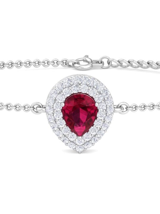 Rhodium-Plated CZ-Studded Teardrop shaped Adjustable Link Bracelet - Inddus Jewelry