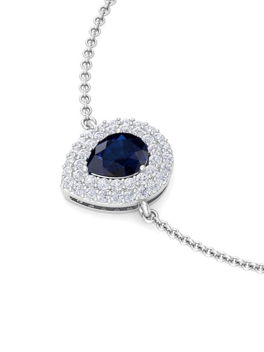 Rhodium-Plated CZ-Studded Teardrop shaped Adjustable Link Bracelet - Inddus Jewelry