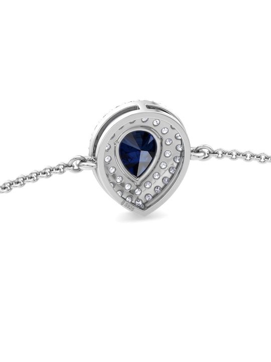 Rhodium-Plated CZ-Studded Teardrop shaped Adjustable Link Bracelet - Inddus Jewelry