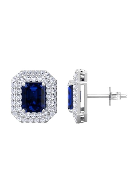 Rhodium-Plated Rectangular Shaped Studs Earrings - Inddus Jewelry