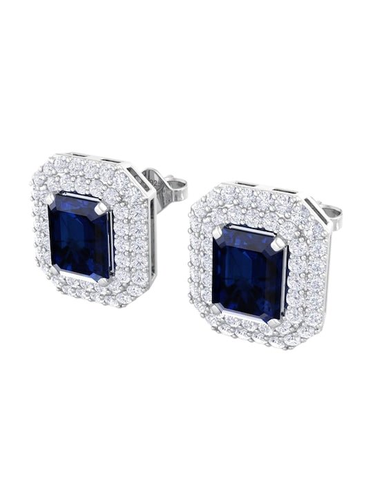 Rhodium-Plated Rectangular Shaped Studs Earrings - Inddus Jewelry