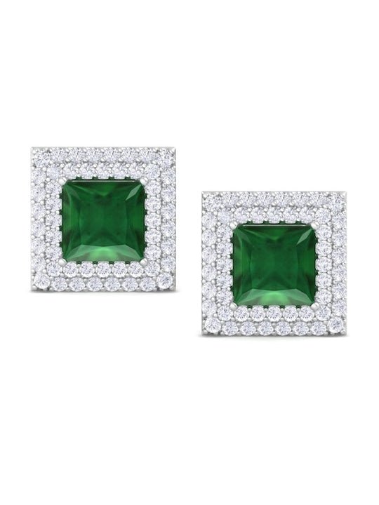 Rhodium-Plated Square Studs Earrings - Inddus Jewelry