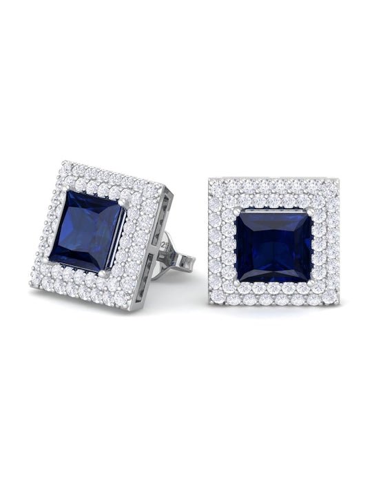 Rhodium-Plated Square Studs Earrings - Inddus Jewelry