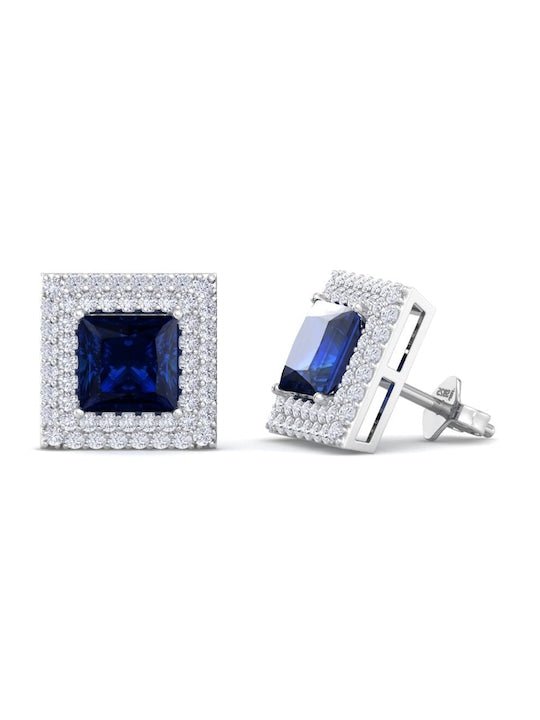 Rhodium-Plated Square Studs Earrings - Inddus Jewelry