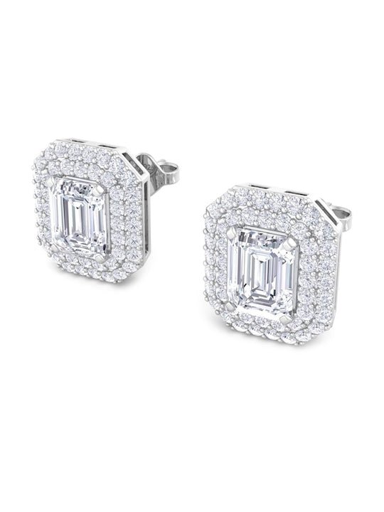 Rhodium-Plated Square Studs Earrings - Inddus Jewelry