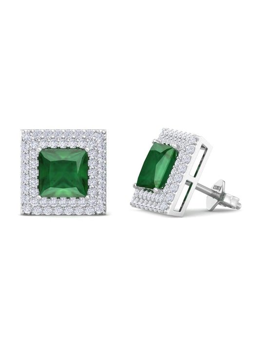 Rhodium-Plated Square Studs Earrings - Inddus Jewelry