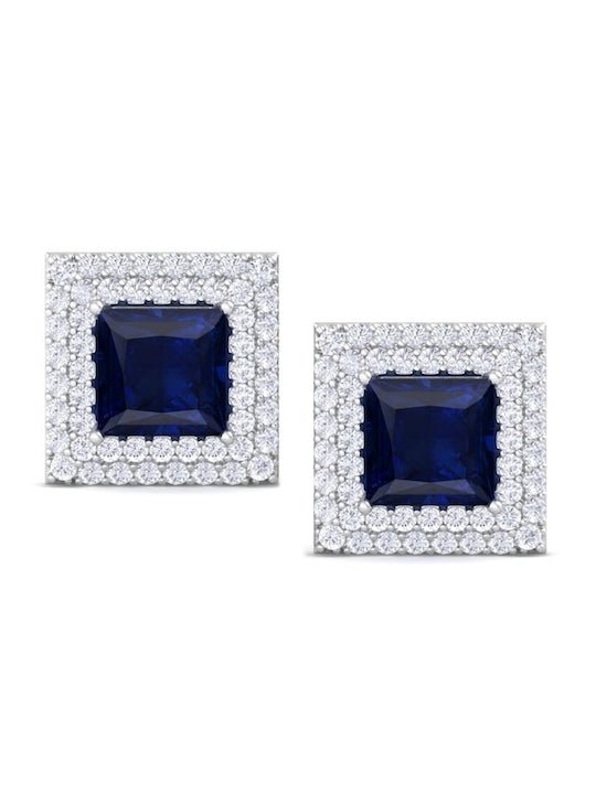 Rhodium-Plated Square Studs Earrings - Inddus Jewelry