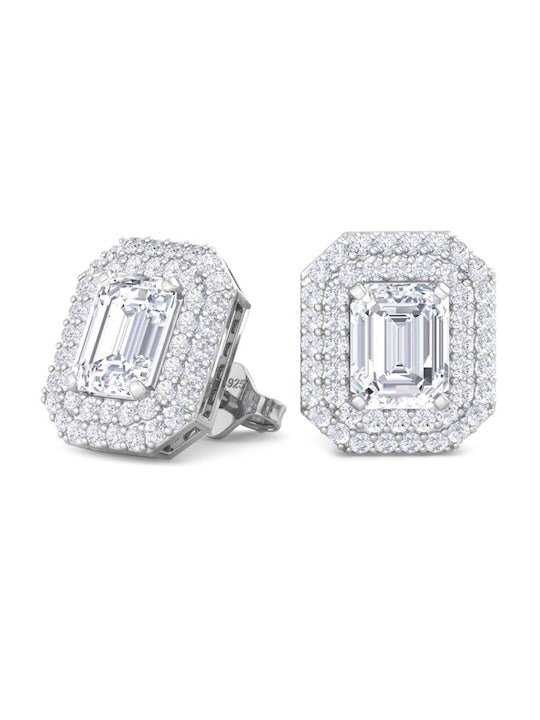 Rhodium-Plated Square Studs Earrings - Inddus Jewelry