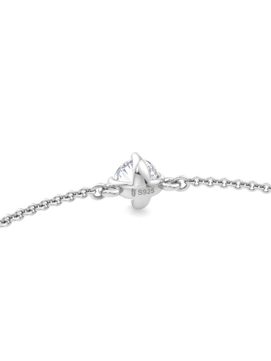 Rhodium-Plated Sterling Silver CZ-Studded Adjustable Link Bracelet - Inddus Jewelry