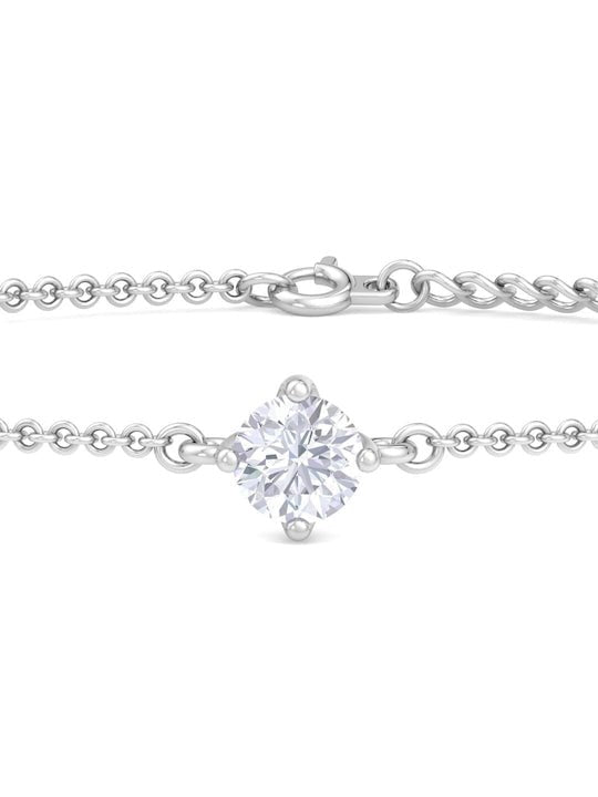 Rhodium-Plated Sterling Silver CZ-Studded Adjustable Link Bracelet - Inddus Jewelry