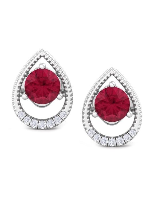 Rhodium-Plated Teardrop Shaped Studs Earrings - Inddus Jewelry