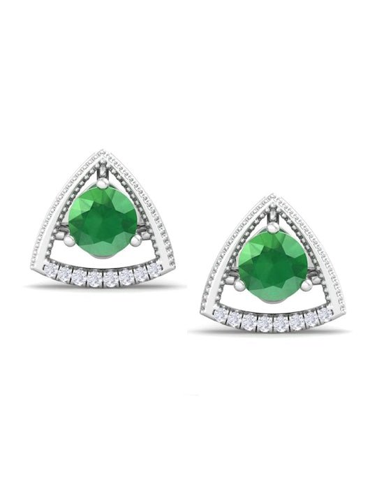 Rhodium-Plated Triangle Studs Earrings - Inddus Jewelry