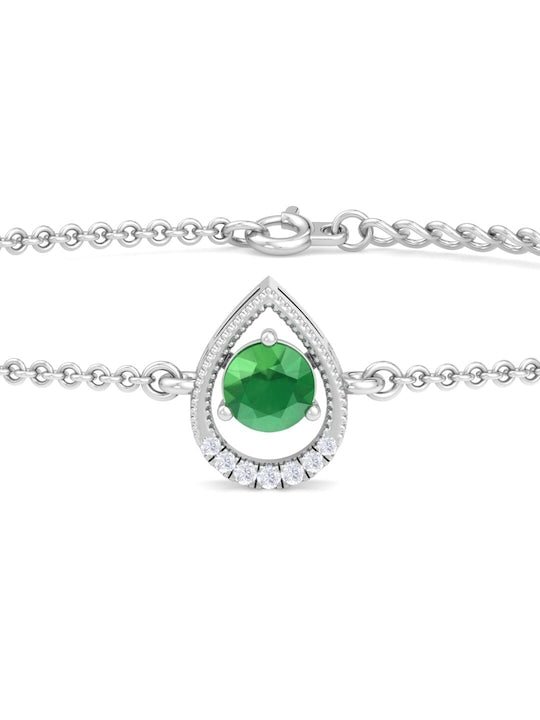 Women 925 Sterling Silver Cubic Zirconia Link Bracelet - Inddus Jewelry