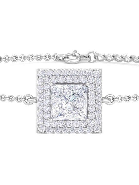 Women 925 Sterling Silver Cubic Zirconia Link Bracelet - Inddus Jewelry