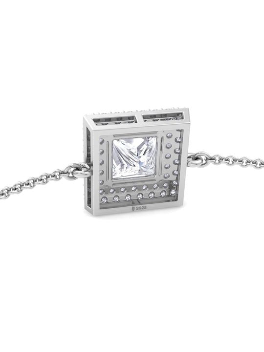 Women 925 Sterling Silver Cubic Zirconia Link Bracelet - Inddus Jewelry