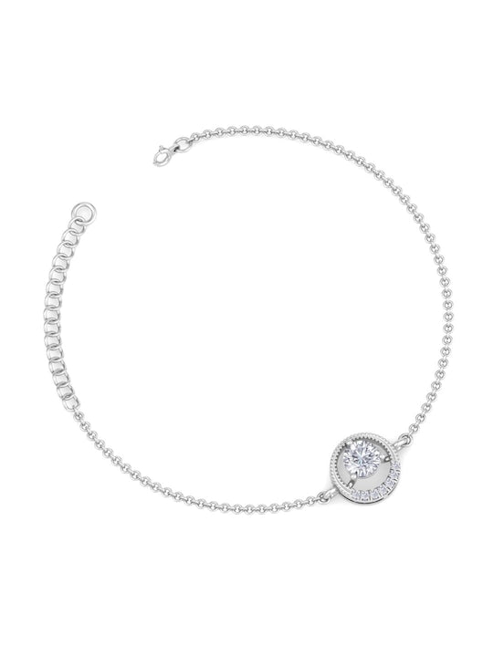 Women 925 Sterling Silver Cubic Zirconia Link Bracelet - Inddus Jewelry