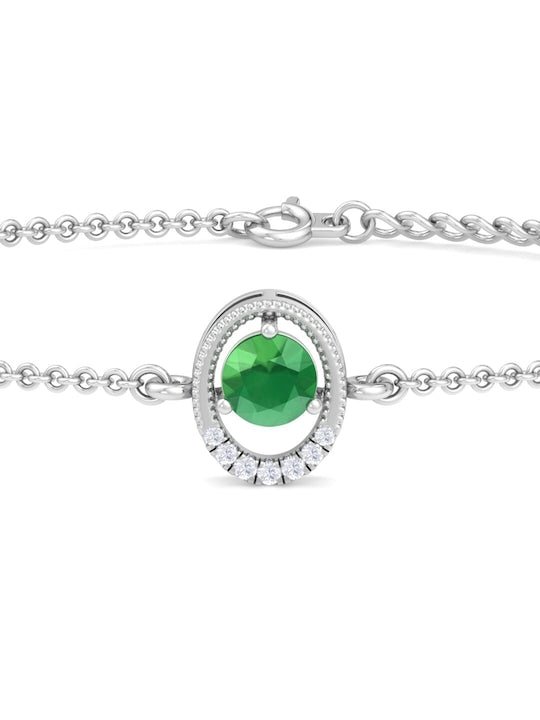 Women 925 Sterling Silver Cubic Zirconia Link Bracelet - Inddus Jewelry