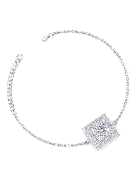 Women 925 Sterling Silver Cubic Zirconia Link Bracelet - Inddus Jewelry