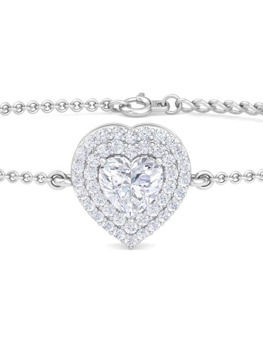 Women 925 Sterling Silver Cubic Zirconia Link Bracelet - Inddus Jewelry