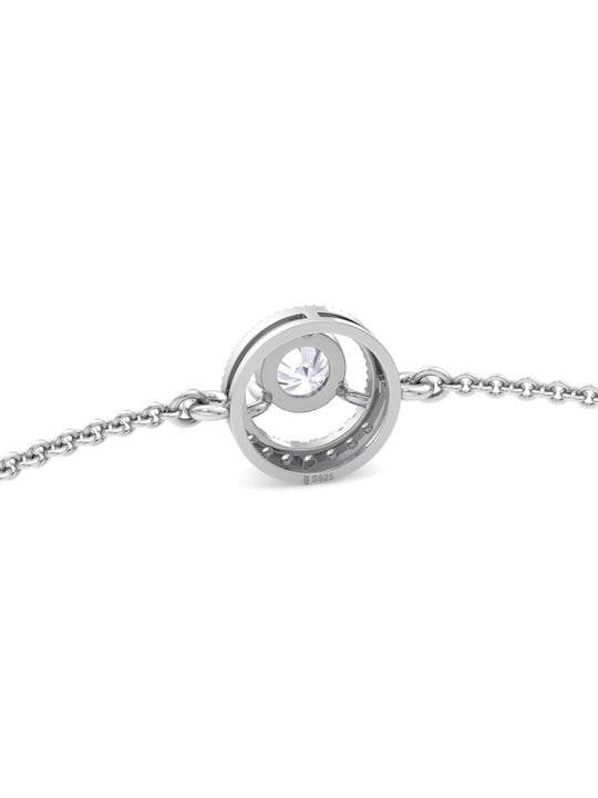 Women 925 Sterling Silver Cubic Zirconia Link Bracelet - Inddus Jewelry