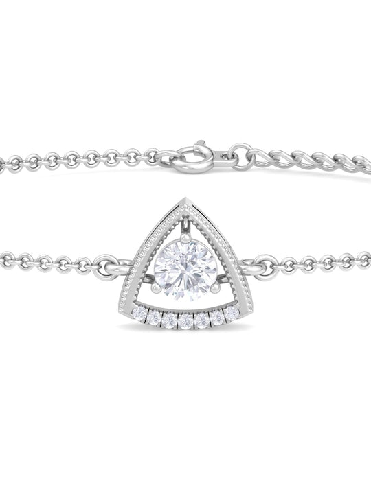 Women Rhodium-Plated CZ Link Bracelet - Inddus Jewelry