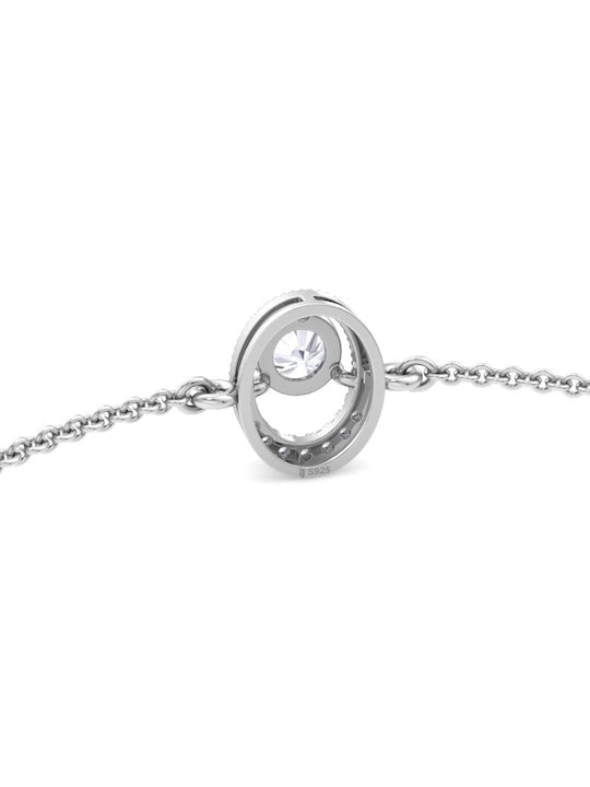 Women Rhodium-Plated CZ Link Bracelet - Inddus Jewelry