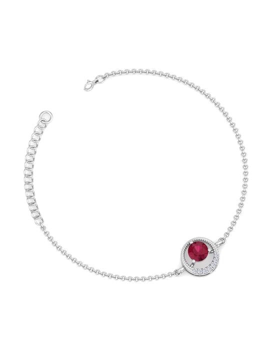 Women Rhodium-Plated CZ Link Bracelet - Inddus Jewelry