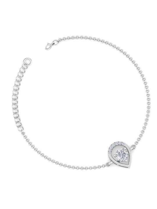 Women Rhodium-Plated CZ Link Bracelet - Inddus Jewelry