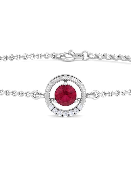 Women Rhodium-Plated CZ Link Bracelet - Inddus Jewelry