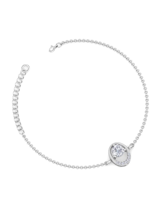 Women Rhodium-Plated CZ Link Bracelet - Inddus Jewelry