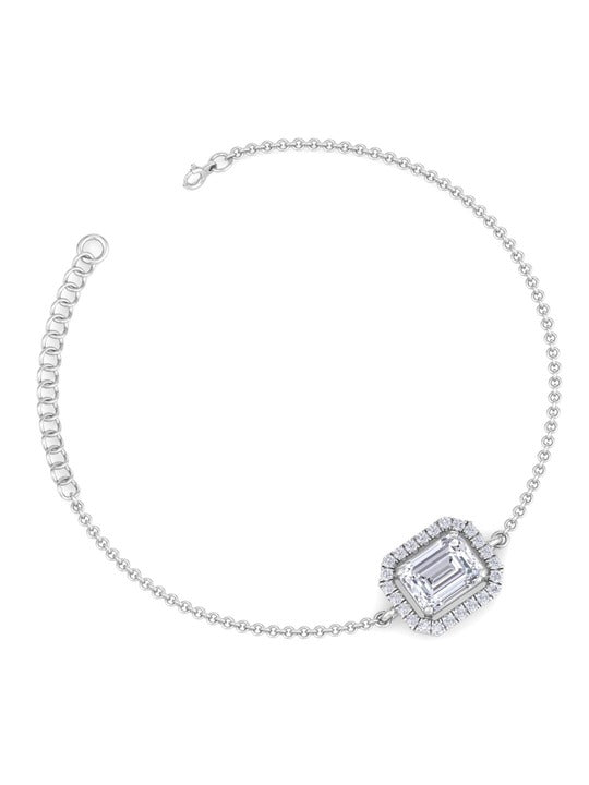 Women Sterling Silver Cubic Zirconia Link Bracelet - Inddus Jewelry