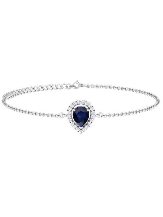 Women Sterling Silver Cubic Zirconia Link Bracelet - Inddus Jewelry