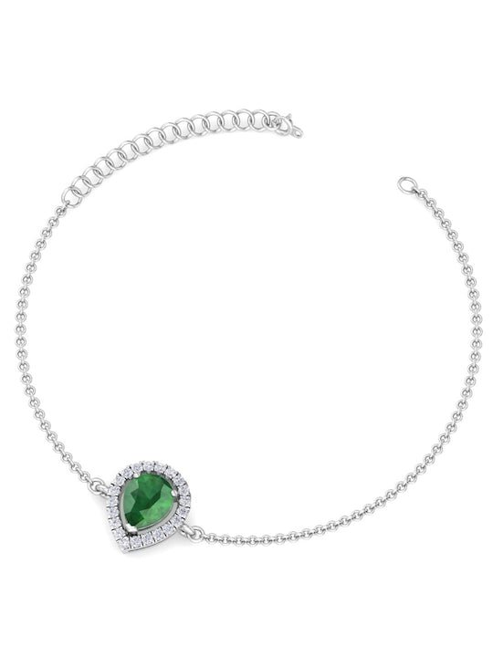 Women Sterling Silver Cubic Zirconia Link Bracelet - Inddus Jewelry