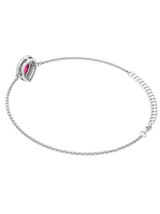 Women Sterling Silver Cubic Zirconia Link Bracelet - Inddus Jewelry