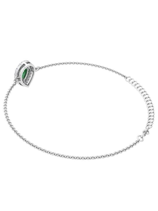 Women Sterling Silver Cubic Zirconia Link Bracelet - Inddus Jewelry