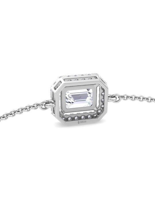 Women Sterling Silver Cubic Zirconia Link Bracelet - Inddus Jewelry